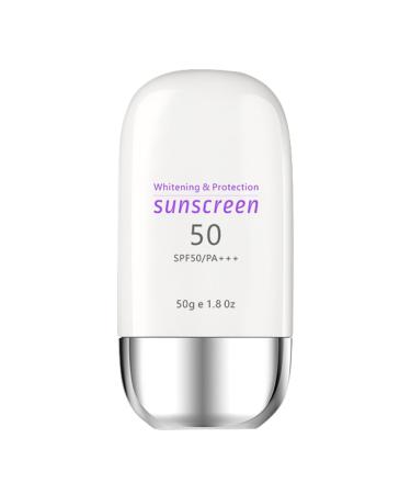 Sunscreen SPF 50+ Moisturizing Suncream SPF 50+ PA++++ Organic Sun Cream SPF 50 Face Sun Screen Long Lasting UVA/UVB Sun Protection Brightening Skin Tone Not Greasy 50g