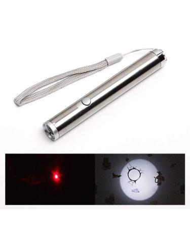 XUEQI 2-in-1 Pet Cat Kitten Toy Red Light Flashlight Pen Pointer Toy LED Light Silver - Buy Online on SooperMarket.com