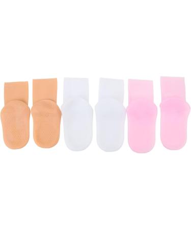 3 Pairs Silicone Moisturizing Socks Flexible Elastic Hydrating Spa Socks Pedicure Socks for Dry Cracked Feet Pink Skin Tone White (-1411240283012) - Buy Online on SooperMarket.com