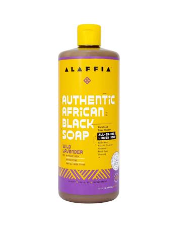 Alaffia Authentic African Black Soap 2-Pack Multi-Purpose Face & Body Wash, Shampoo, and Shaving Soap with Fair Trade Shea Butter & Wild Lavender Suitable for All Skin Types - 64 Fl Oz Total - Buy Online on SooperMarket.com