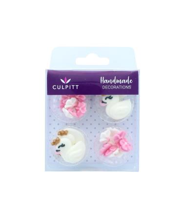 Swan & Blossom Sugar Cake Cupcake Decorations - 30 Pack