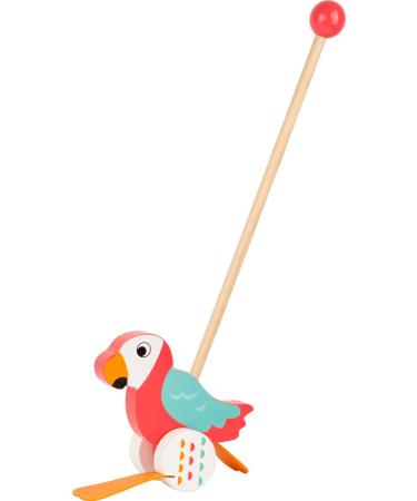 small foot push toy parrot "Lori" made of wood helps with learning to walk and waddles from 18 months 10475 parrot push toy