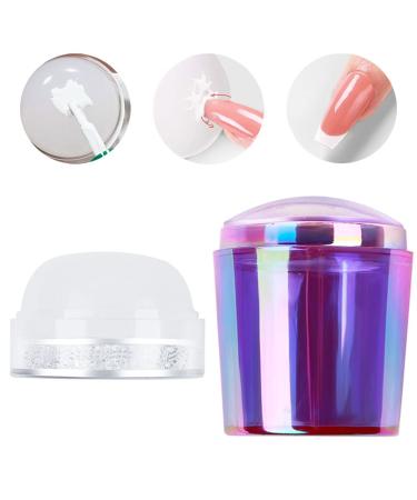 2PCS Nail Seal Stamp Silicone Nail Art Stamper Heads French Tips Manicure Tools for DIY Nail Decoration(Purple & Clear)