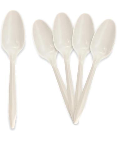 PAMI Medium Weight Disposable Plastic Teaspoons 1000-Pack - Bulk White Partyware Teaspoons for Events and Catering - Buy Online on SooperMarket.com