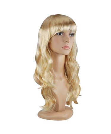 TRIXES Bombshell Wig - 20" Natural Looking Long Wavy Hair with Fringe - Costume Party Cosplay Halloween Fancy Dress (Blonde)