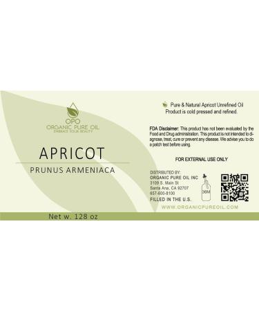 Apricot Kernel Oil - 100% Pure Organic Cold Pressed | 128 oz Therapeutic Grade A for Massage Skin Hair & Body Care - Buy Online on SooperMarket.com