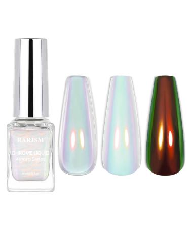 RARJSM Aurora Liquid Powder Chrome Red Green Chameleon Metallic Mirror Effect Quick Dry Iridescent Chrome Nail Powder for Gel Polish Pearl Mermaid Glitter 5ML Nail Art Accessories No Curing Require Aurora 516