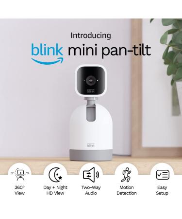 Blink Mini Pan-Tilt Camera | Rotating indoor plug-in smart security camera, two-way audio, HD video, motion detection, Works with Alexa (White) White 1 Camera
