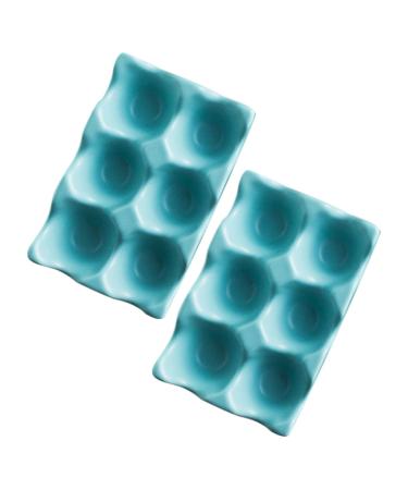 OSALADI 2pcs Egg Storage Practical Egg Tray Refrigerator Egg Holder Kitchen Egg Tray Household Storage Box Blue 14.5X9.5X3.2CM