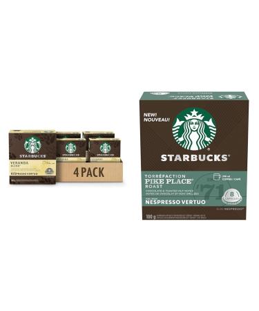 STARBUCKS Veranda Blend for Nespresso Vertuo Blonde Roast Coffee Pods 8 K-Cup Capsules Pack of 4 & By Nespresso Pike Place Roast Coffee Pods Medium Roast Coffee+Roast Coffee Pods Veranda 1 count (Pack of 4)