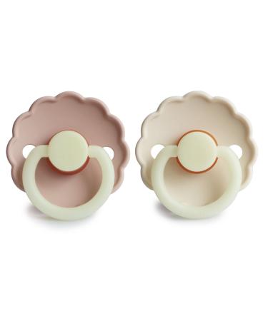 Frigg Daisy Night Schnuller 2 Pack | BPA-Free Latex Pacifier | Cherry Shape | Made in Denmark | 0-6 Months (Blush Night/Cream Night) - Buy Online on SooperMarket.com