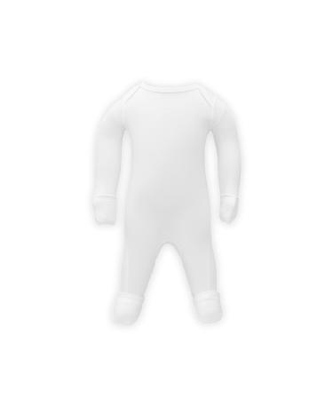 Eczema Baby Sleepsuit Moisturises Dry & Irritated Skin Helps Reduce Itching Long Sleeve with Built-In Mitts Eczema Clothing 6-9 Months White