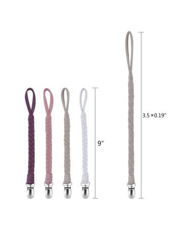 Pacifier Clip Set - Hand-Made Braided 4 pack Purple Soothie Holder Leash for Boys and Girls - Buy Online on SooperMarket.com