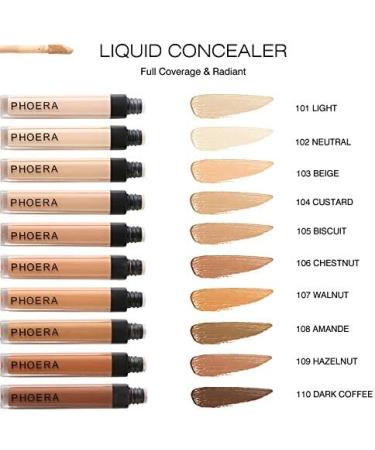 AQUAPURITY PHOERA Liquid Concealer - Full Coverage Makeup for Under Eye Dark Circles - 102 Neutral Shade - 7 ml - Buy Online on SooperMarket.com