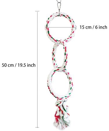 LeerKing Bird Rope Perches - Chewing Toy & Swing for Parakeet, Cockatiel, African Greys - 3 Loop Hanging Perches - Buy Online on SooperMarket.com