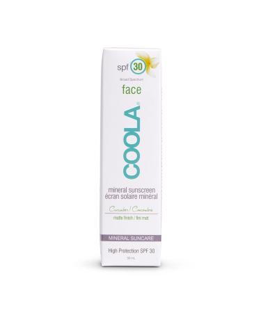 Coola SPF 30 Mineral Face Sun Cream 70 Percent + Organic Daily SPF Face Moisturiser Broad Spectrum UVA/UVB Protection Sunscreen 50 ml Cucumber