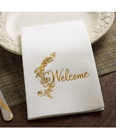 LEKOCH 100 PCS Disposable Letter Napkins | Premium Airlaid White Wedding Napkins (43x30) - Stylish & High-Quality Event Essentials - Buy Online on SooperMarket.com