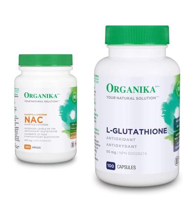 Organika NAC (N-Acetyl-L-Cysteine) 500mg & L-Glutathione (Reduced) | Supports Antioxidant & Detox Levels Immune System Support & Liver Support