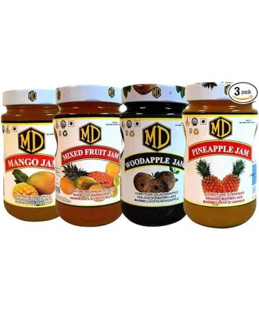 Seelans Superstore MD Jam Combo | Md Woodapple Jam 485G |Md Pineapple Jam 485G |Md Mix Fruit Jam 485G | Md Mango Jam 485G | Eat With Bread | Mouthwateringn Falvour | Fruit Jam | Srilankan Origin