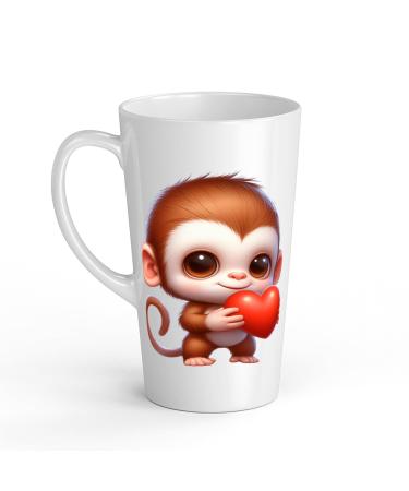White Ceramic Baby Monkey Mug - Large 483 ml Perfect for Hot Chocolate or Milk Fun and Easy to Use