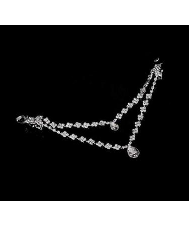Silver Rhinestone Double Chain Headpiece for Women - Wedding & Prom Accessory - Buy Online on SooperMarket.com