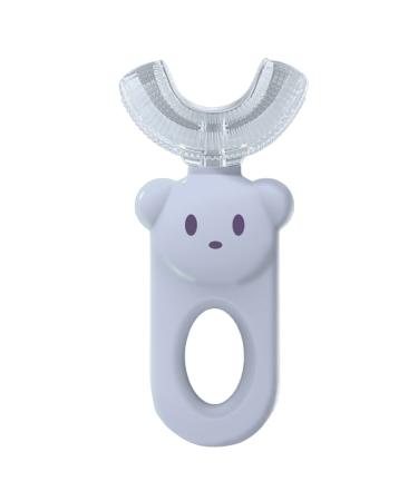 JENPECH Kids U-Shaped Toothbrush - Cartoon Bear Shape - Food Grade Soft Silicone Brush Head 360 Oral Teeth Cleaning Design for Toddlers and Children Blue