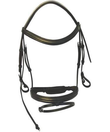 Henri de Rivel Black Padded Raised Dressage Bridle with Crank Noseband for Horse - Buy Online on SooperMarket.com