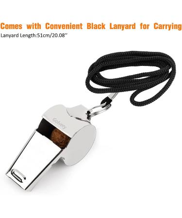 Golvery Metal Referee Coach Whistle - Stainless Steel with Lanyard | Crisp Sound for Sports & Lifeguard Protection - Silver - Buy Online on SooperMarket.com