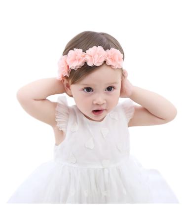 Fmeida Baby Headband Baby Girls Flower Headbands Stretchy Soft Newborn Infant Hair Accessories Floral Birthday Headbands for 4-24 Months Peach