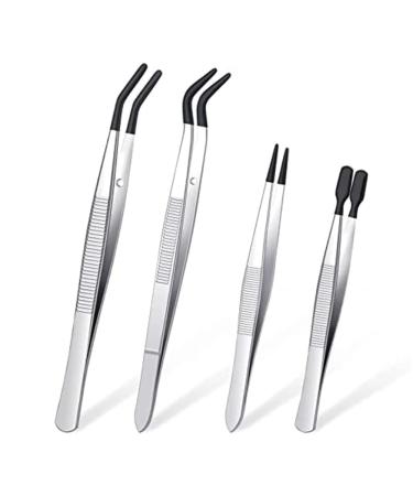 Sadkyer 4 tweezers with rubber attachments tweezers with PVC coating tweezers with fine tip rubber epilator pliers with a flat tip made of rubber
