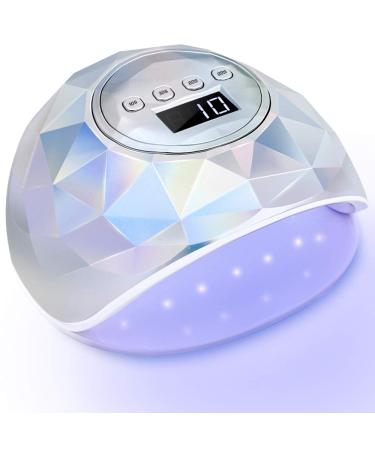 PrettyDiva 86W Nail Lamp - UV LED Nail Lamp Gel Light Nail Dryer for Gel Nail Polish  Holographic Nail Lamp with 4 Timer Setting Auto Sensor LCD Screen for Fingernails & Toenails - Silver