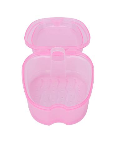 Denture Container with Sieve - Pink Retainer Cleaner & Soaking Cup for Braces | Durable Denture Bath for Cleaning & Storage - Buy Online on SooperMarket.com