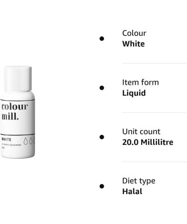 Colour Mill Edible Food Paint White 20ml - Cake Cookie Dye for Baking & Fondant - Buy Online on SooperMarket.com