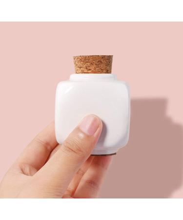 Porcelain Nail Art Acrylic Glass Dappen Dish with Wooden Lid - White - Buy Online on SooperMarket.com
