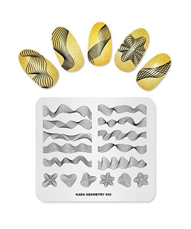 Alexnailart Line Geometry Image Nail Plates Scraper Nail Art Stamping Plates Nail Stamp Plate Nail Art Tools (GE005)