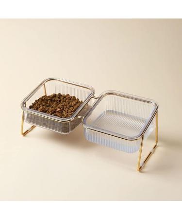 HOHXFYP Elevated Cat Bowls 15 Degree Tilt Stable Raised Cat Food Water Bowl Easily Removable Transparent Cat Bowls with Raised Bowl Bottom for Cats Dogs(S-Gold) Small Gold - Buy Online on SooperMarket.com