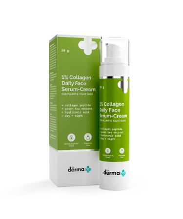 1% Collagen Daily Face Serum-Cream | Skin Tightening & Firming Moisturizer | Helps Reduces Facial Lines & Dryness | Fragrance-Free | 1.76 Oz/50g