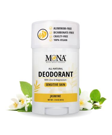 MONA BRANDS All Natural Deodorant For Women & Men | For Sensitive Skin | No Aluminum or Baking Soda | (JASMINE 1.76 Oz)