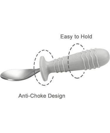 PandaEar 4 Set Baby Toddler Silicone Stainless Steel Utensils Silverware Spoon Fork - BPA Free, Anti-Choke Design (Blue&Grey) - Buy Online on SooperMarket.com