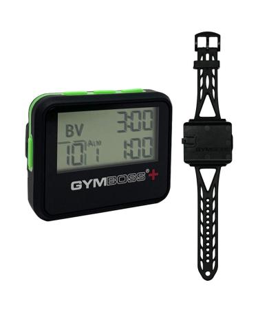Gymboss Plus Interval Timer and Stopwatch Watch Strap - Bundle (BLACK/GREEN SOFT COATING) Black / Green