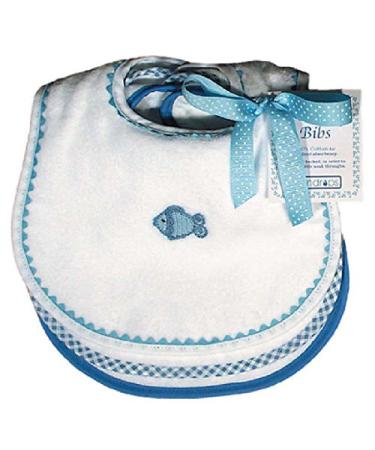 Raindrops Pastel Teething Bib Set  White/Blue
