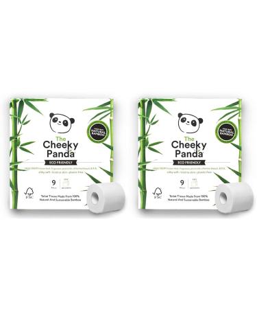The Cheeky Panda bamboo toilet paper 3-layer |9 rolls x 200 sheets |Klopapier plastic -free packed |Eco toilet paper (pack with 2) 9 pieces (2 -pack) single