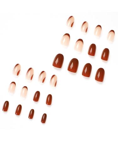 Luvadeyo 24PCS Ballerina Press on Nails | Luxury Brown Fake Nails | Long Full Cover Acrylic Nails for Women & Girls - International Shipping Available - Buy Online on SooperMarket.com