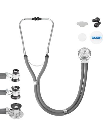 HONSUN Sprague Rappaport Dual Head Stethoscope for Adult & Kids Classic Cardiology Stethoscope for Doctors Nurses School Students and Home Use (Gray)