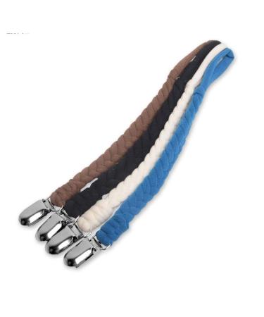 Exquileg 4 pieces pacifier band baby unisex pacifier chain clips cotton pacifier strap with stainless steel clamps for newborns (LA03)