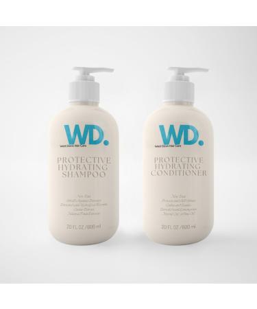 West Davis Hair Care Protective Hydrating Shampoo & Conditioner Set (20oz x2) Natural Scent Deep Moisture for Dry Hair Strengthening Formula with Panthenol Aloe Vera Keratin for Women & Men