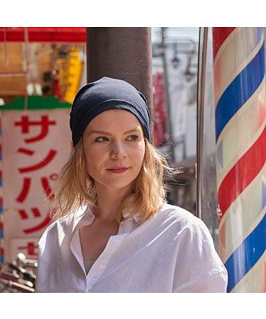 Welrog Women's Chemo Hat & Scarf - Soft Slouchy Turban Head Wrap for Cancer & Hair Loss King Size - Blue & Light Gray - Buy Online on SooperMarket.com