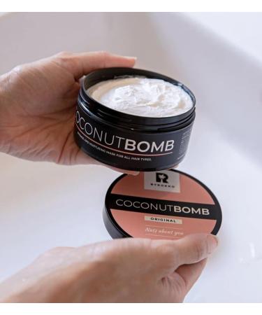 BYROKKO Coconut Bomb Hair Mask - Nourishing Deep Conditioner for Damaged Hair Natural Coco Oil Treatment 180g & Free Brush - Ideal for All Hair Types - Buy Online on SooperMarket.com