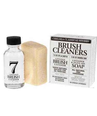 Chelsea Classic Studio Brush Cleaner Sampler Set - 1oz. Lavender Brush Cleaner & Lavender & Olive Oil All Natural Brush