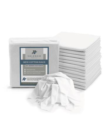 VALENGO New Lint Free Rags- 100% Cotton Rags for Cleaning Rags Cotton Cloth, Soft Tshirt Rags, Lint Free Cloth for Cast Iron, Staining Wood, Dust Rags, Shoe Polish Cloth Bag of Rags 17x17- (7 Pack)